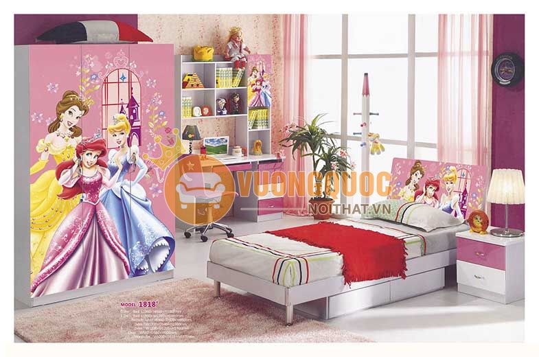 Phòng ngủ cho bé gái cao cấp hình công chúa đáng yêu KBY1818